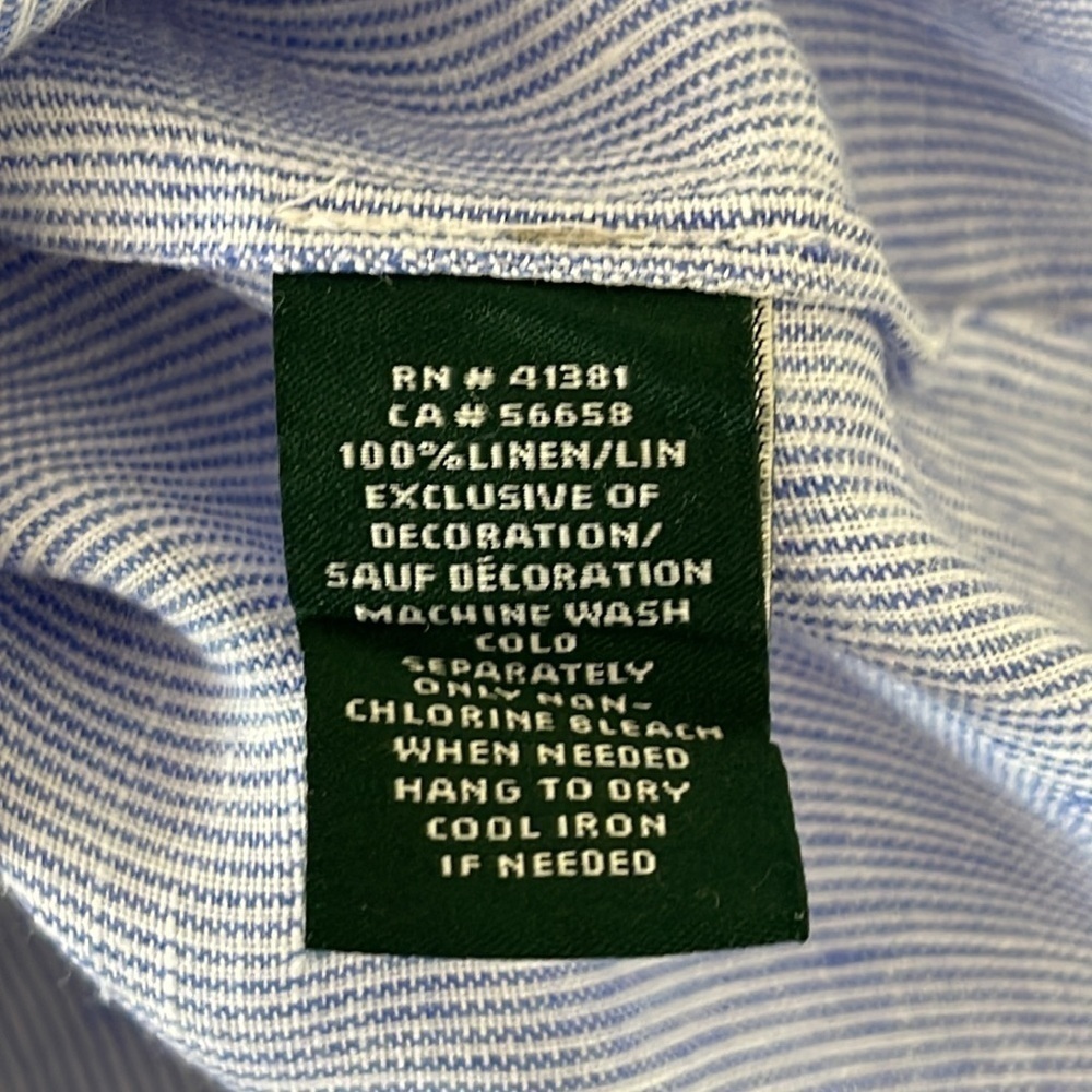 Lauren Ralph Lauren Blue & White Linen Applique Top Size PL - Picture 7 of 11